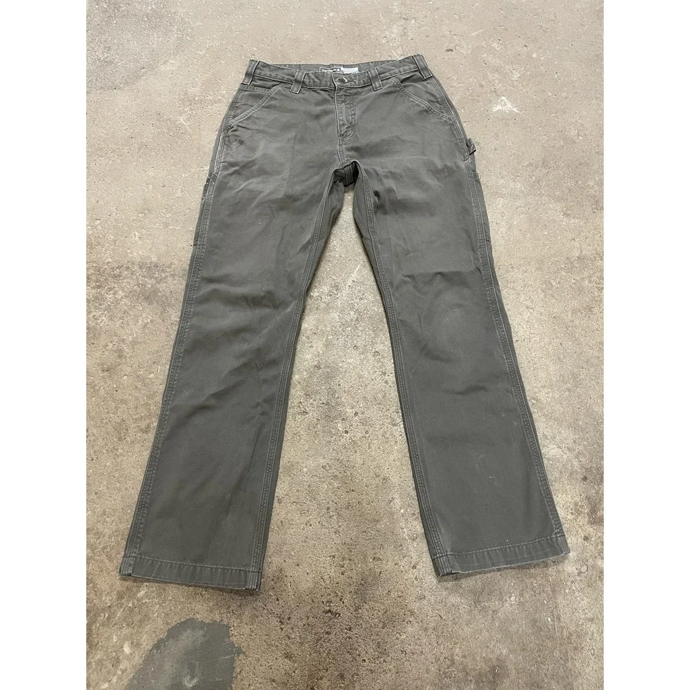 Carhartt Pants Mens 31x32 Gray Relaxed Fit Canvas Carpenter Work B324‎ DFE
